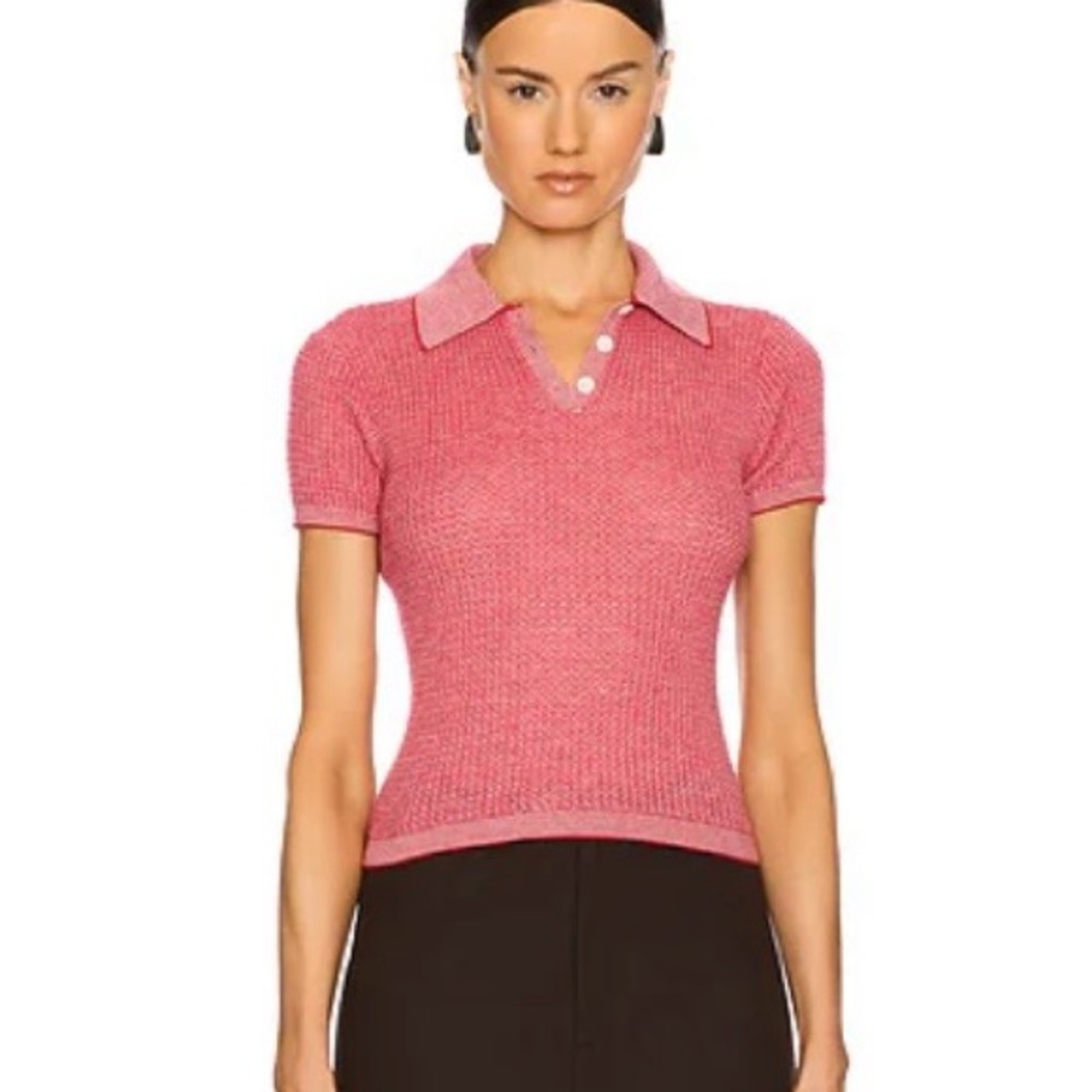 Women's Pink Polo Knit Top
